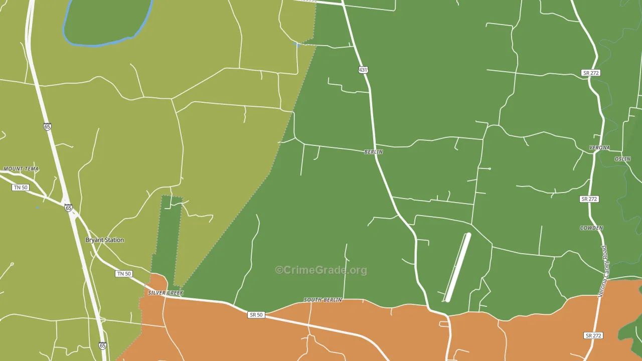 Berlin, TN Map of Robbery Rates