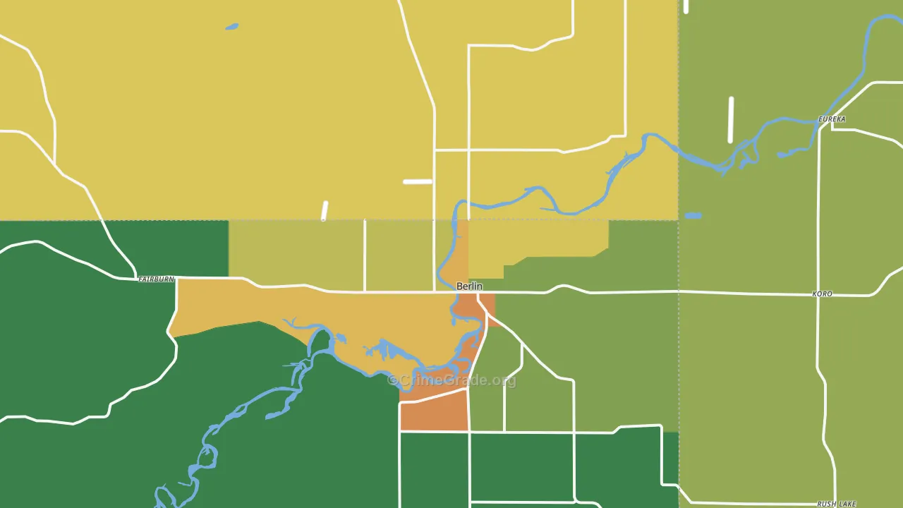 Berlin, WI Map of Robbery Rates