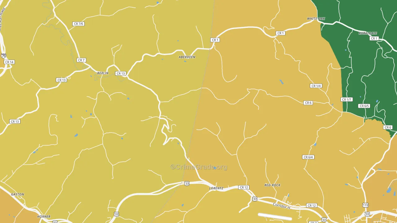 Berlin, WV Map of Robbery Rates