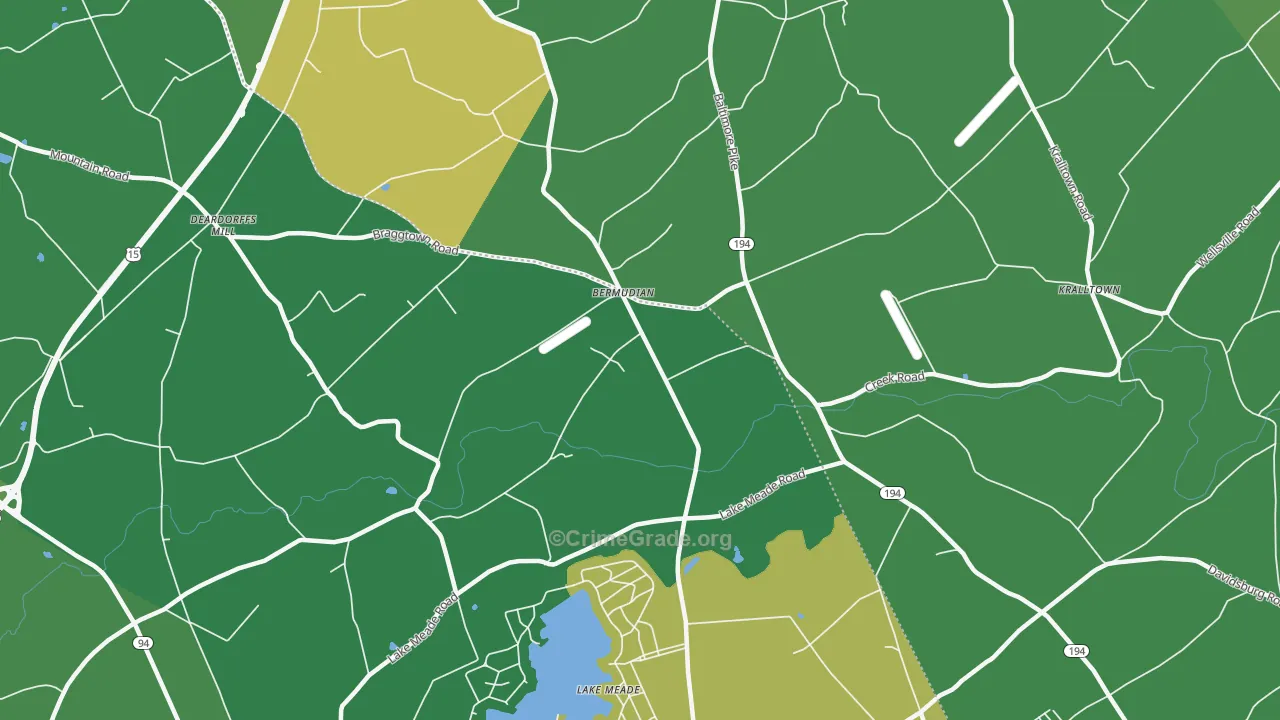 Bermudian, PA Map of Robbery Rates