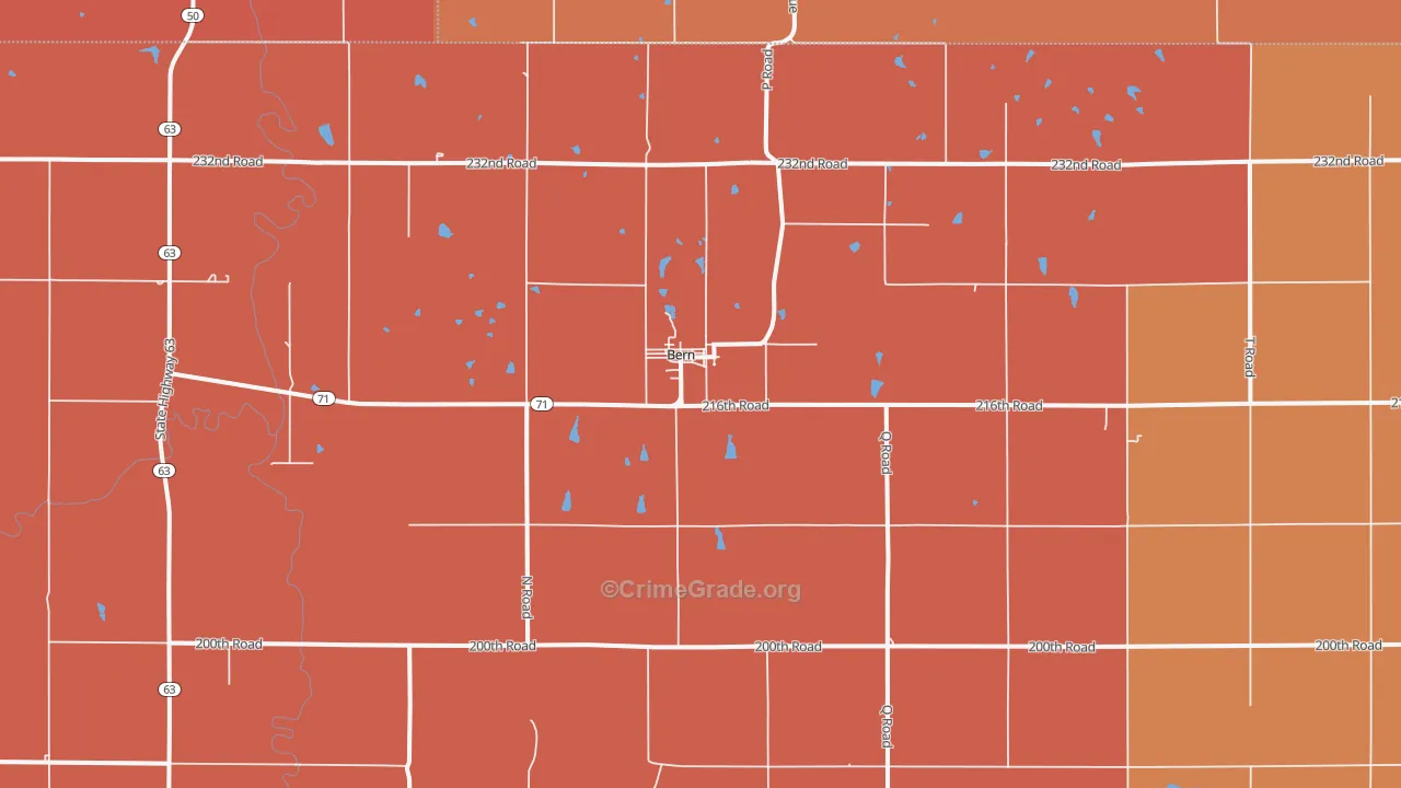 Bern, KS Map of Robbery Rates