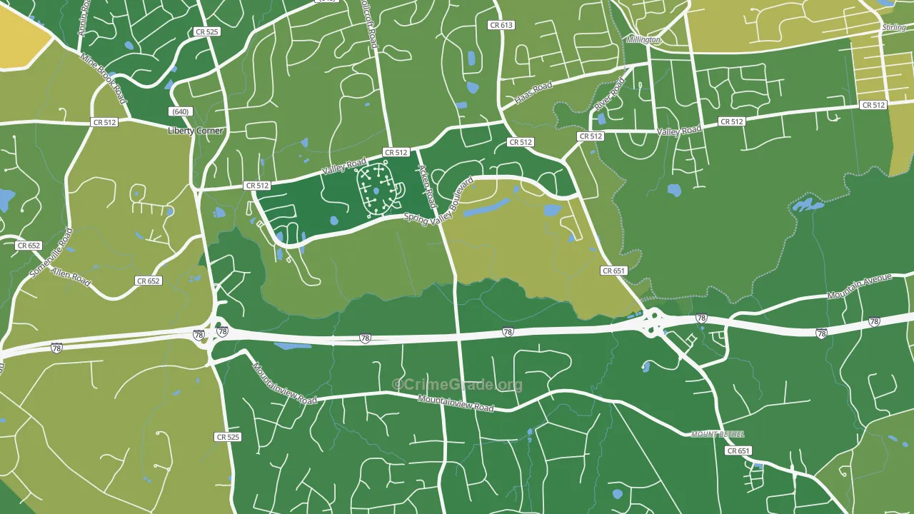 Bernards, NJ Map of Robbery Rates