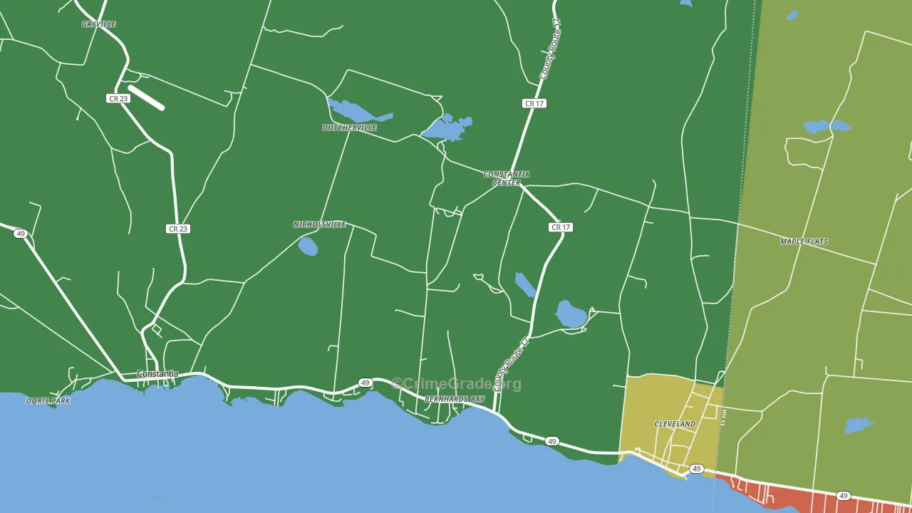 Bernhards Bay, NY Map of Robbery Rates