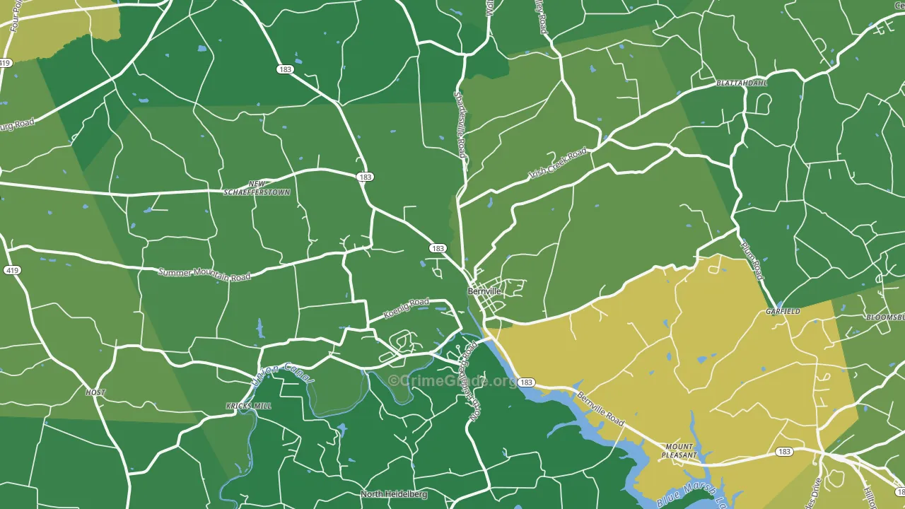 Bernville, PA Map of Robbery Rates