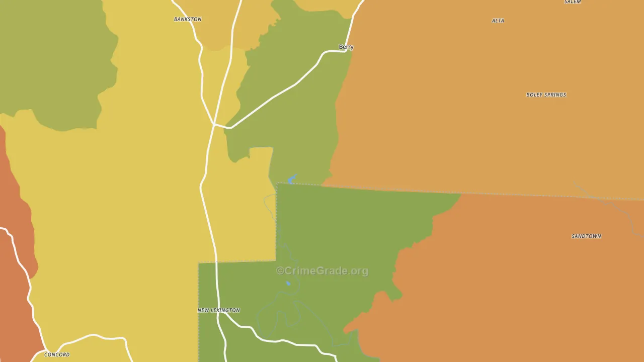 Berry, AL Map of Robbery Rates