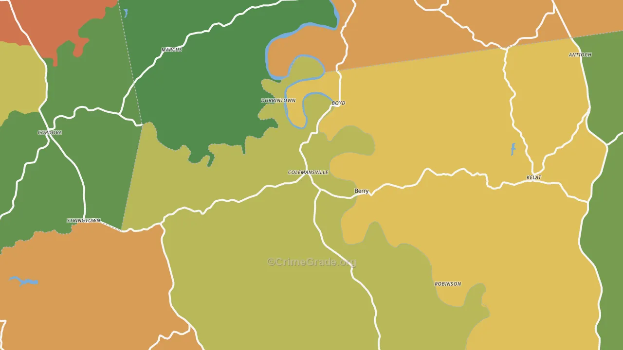 Berry, KY Map of Robbery Rates