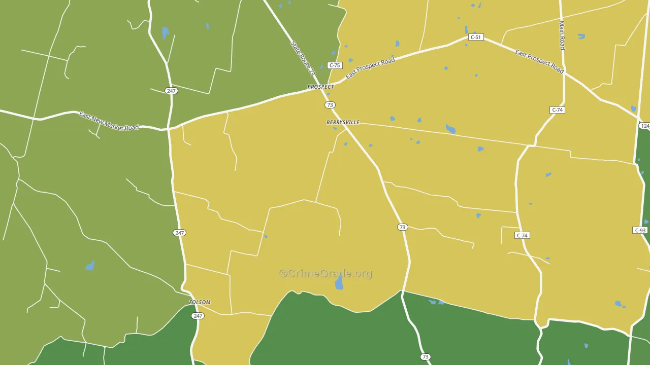 Berrysville, OH Map of Robbery Rates