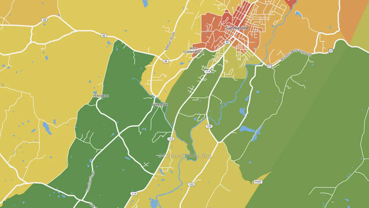 Berryton, GA Map of Robbery Rates