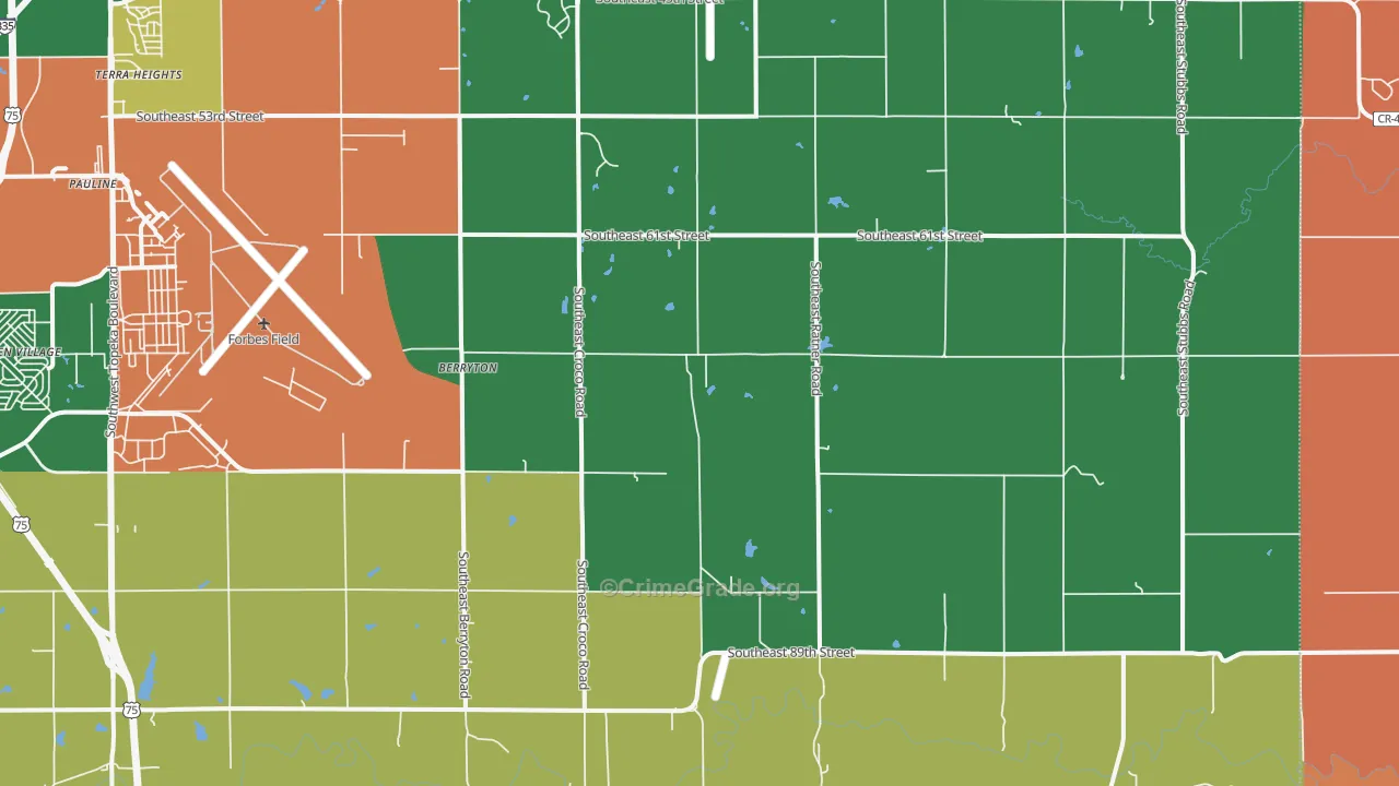 Berryton, KS Map of Robbery Rates