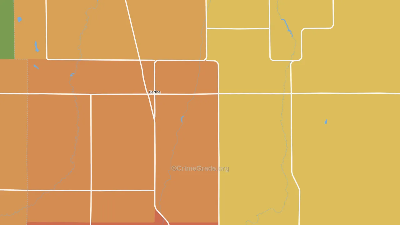 Bertha, MN Map of Robbery Rates