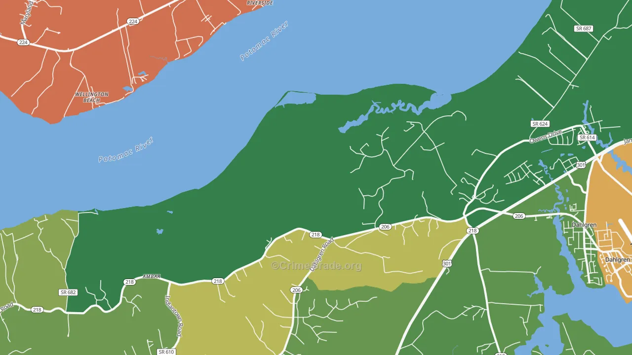 Berthaville, VA Map of Robbery Rates