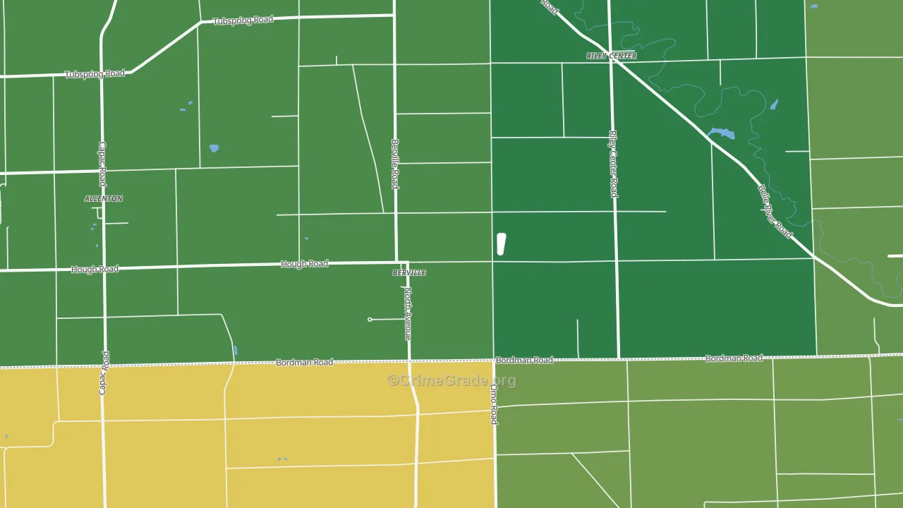 Berville, MI Map of Robbery Rates