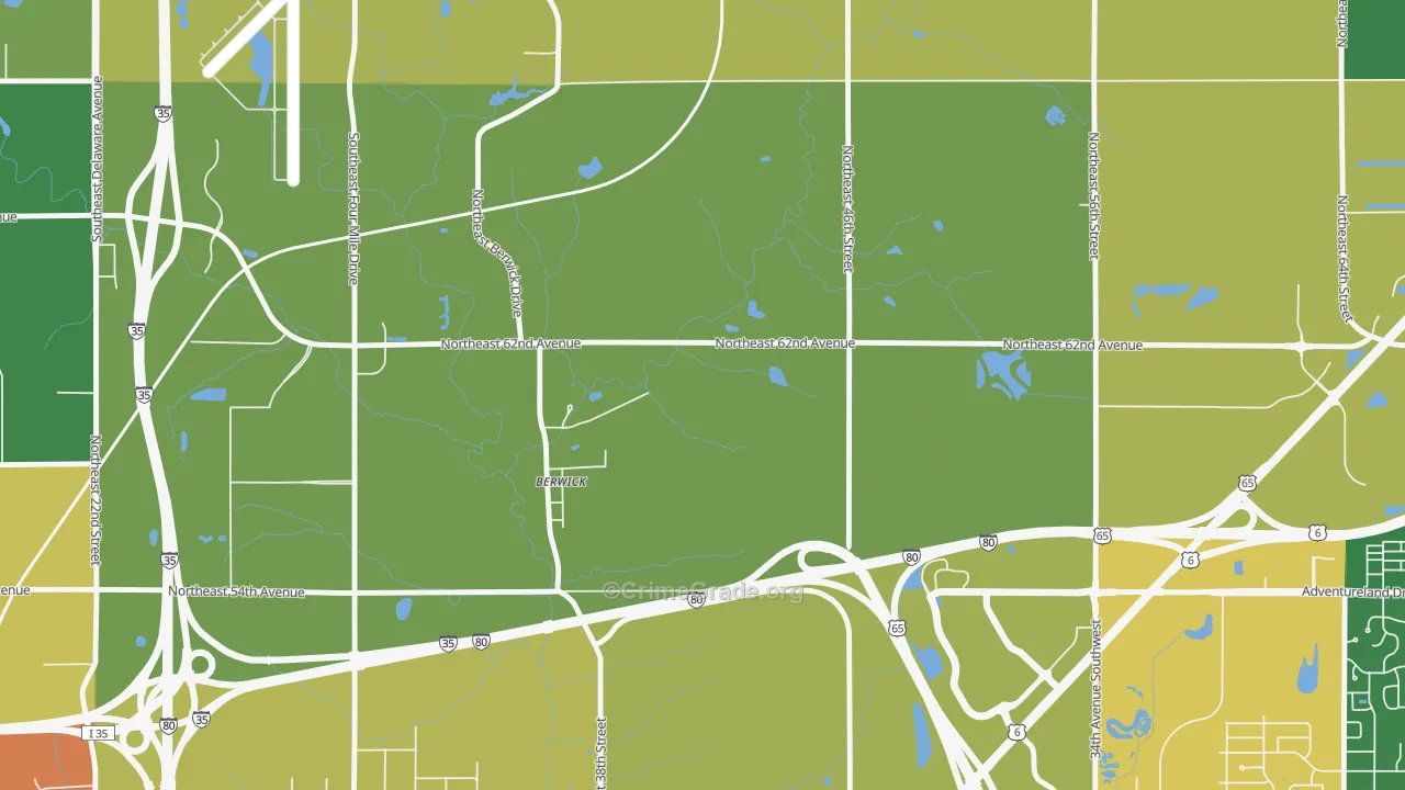 Berwick, IA Map of Robbery Rates