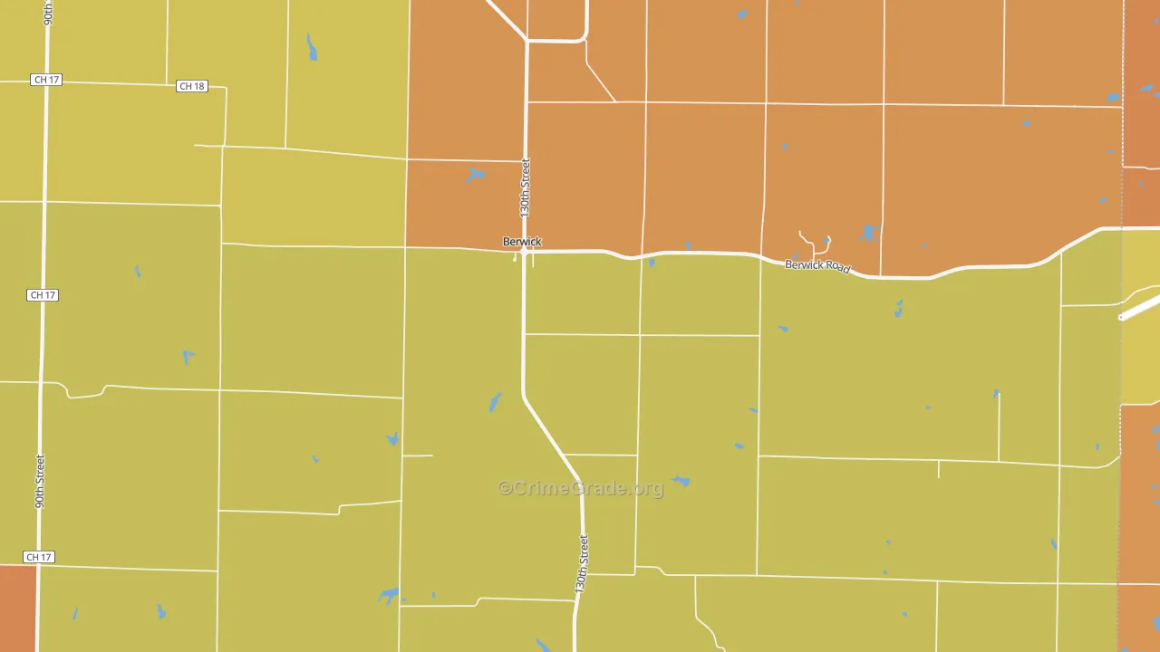 Berwick, IL Map of Robbery Rates