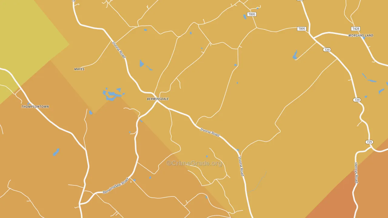 Berwinsdale, PA Map of Robbery Rates