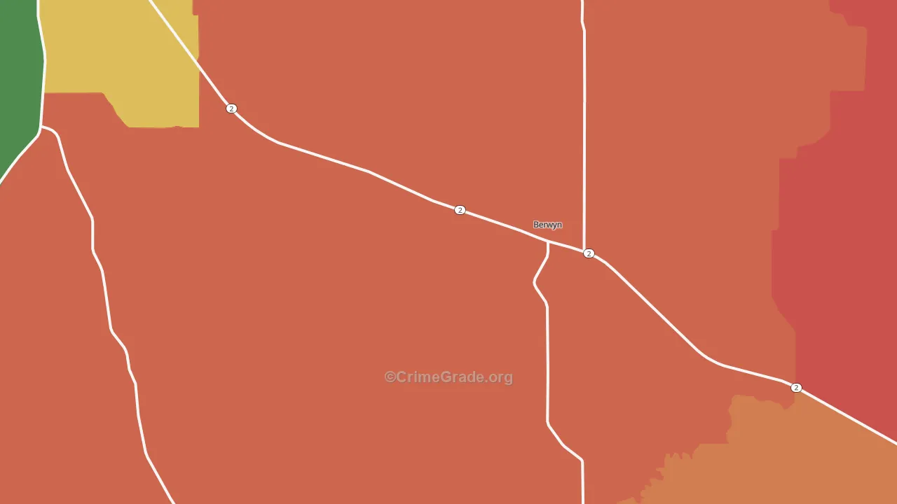 Berwyn, NE Map of Robbery Rates
