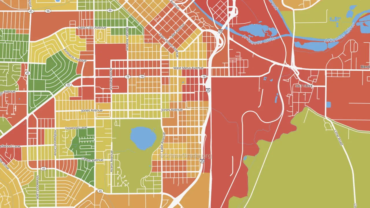 Bessemer, Pueblo, CO Map of Robbery Rates