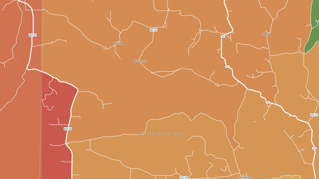 Bessville, MO Map of Robbery Rates