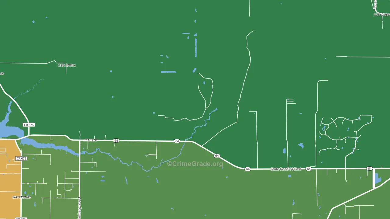 Bethany, FL Map of Robbery Rates