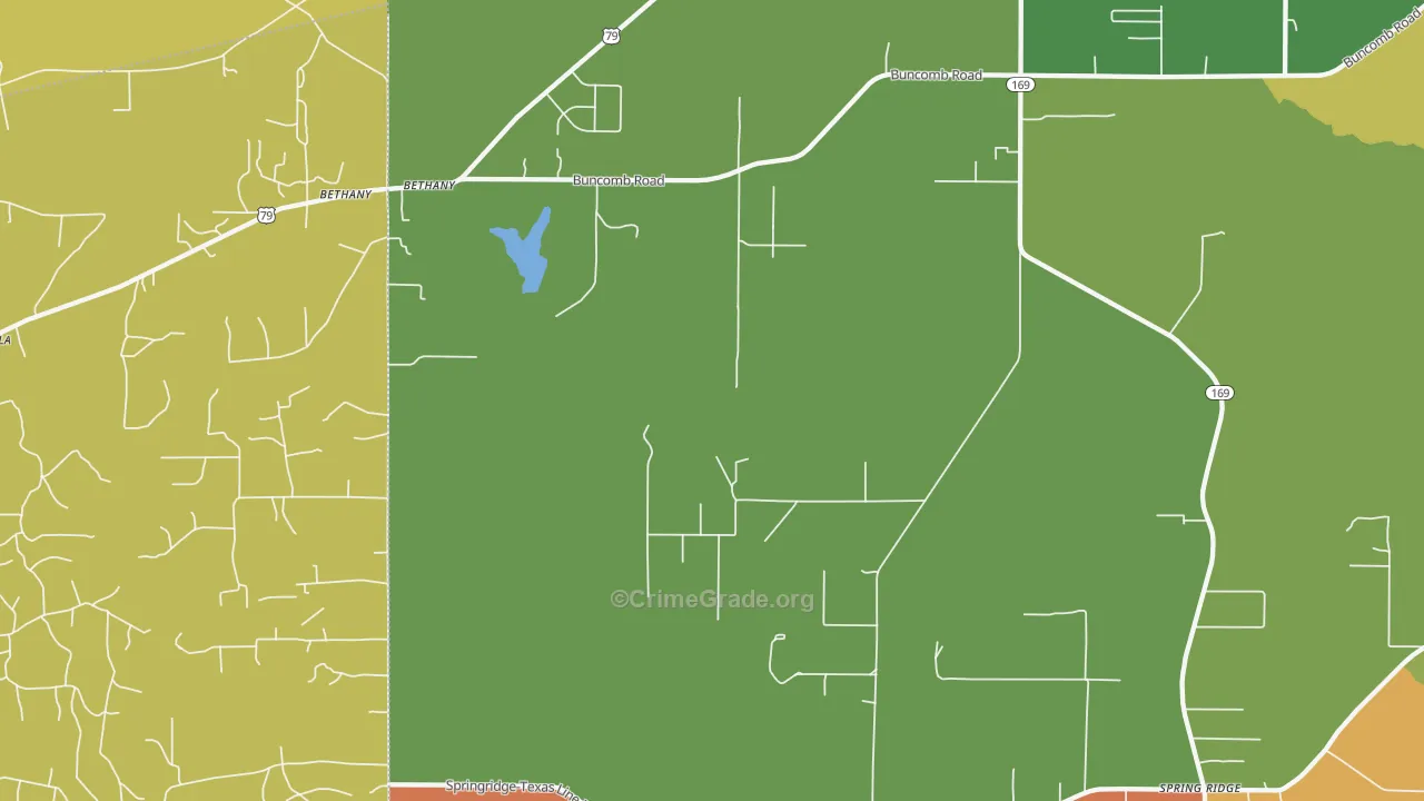 Bethany, LA Map of Robbery Rates
