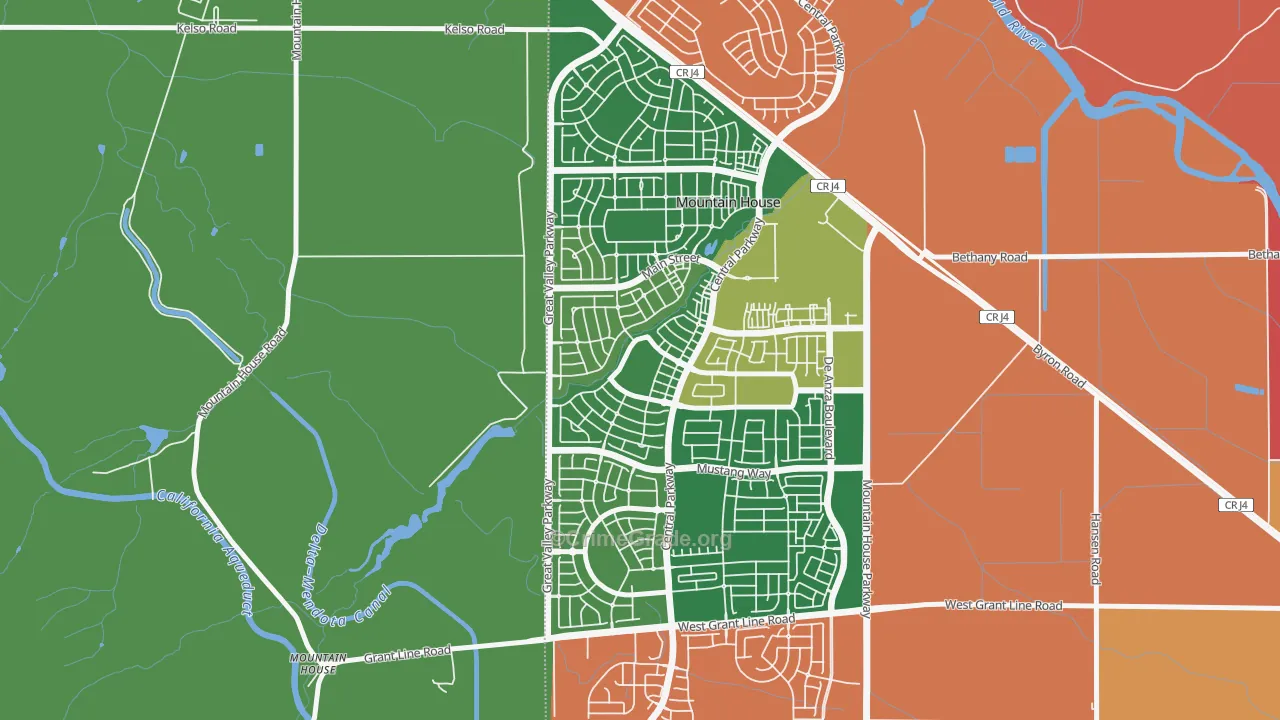 Bethany, Mountain House, CA Map of Robbery Rates
