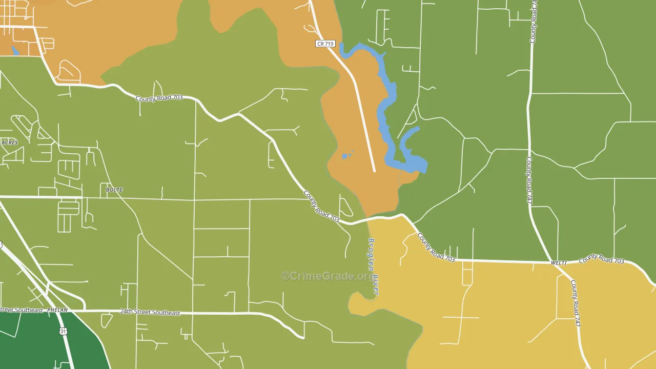 Bethel, AL Map of Robbery Rates