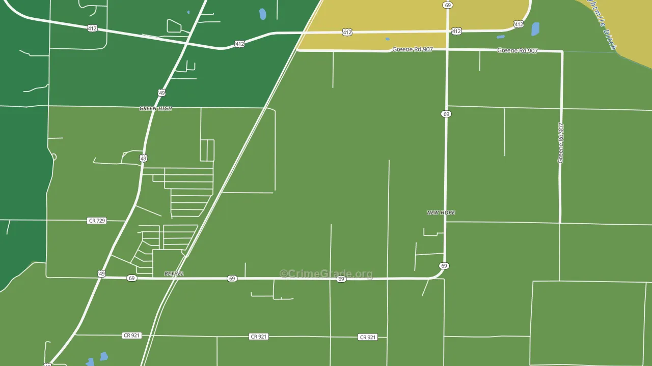 Bethel, AR Map of Robbery Rates