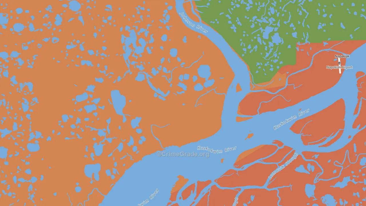Bethel Census Area, AK Map of Robbery Rates