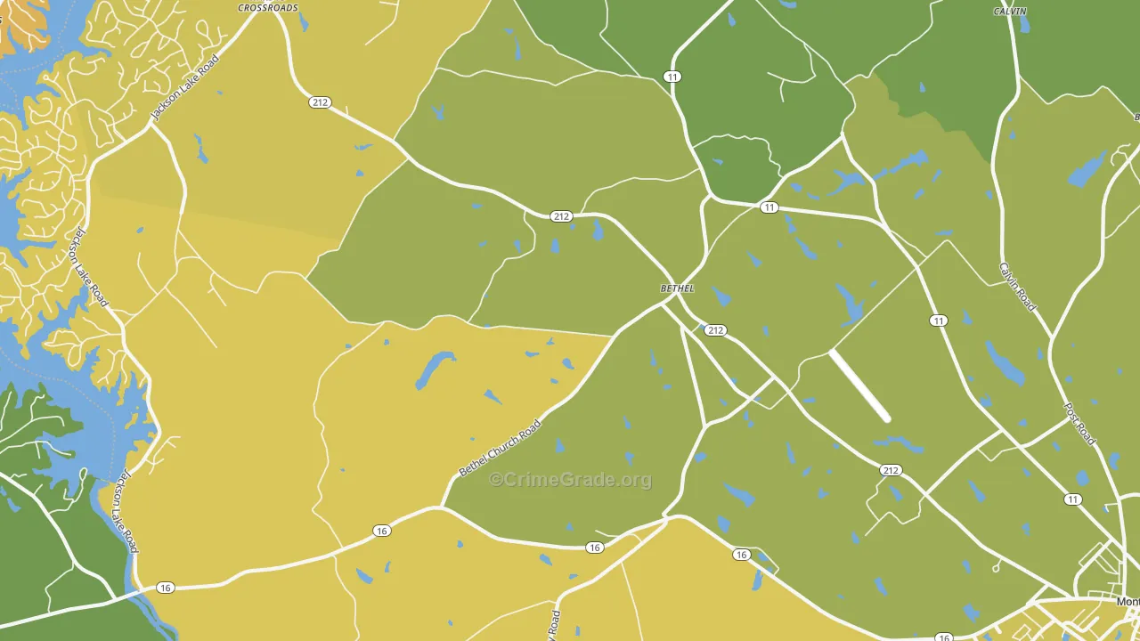 Bethel, GA Map of Robbery Rates