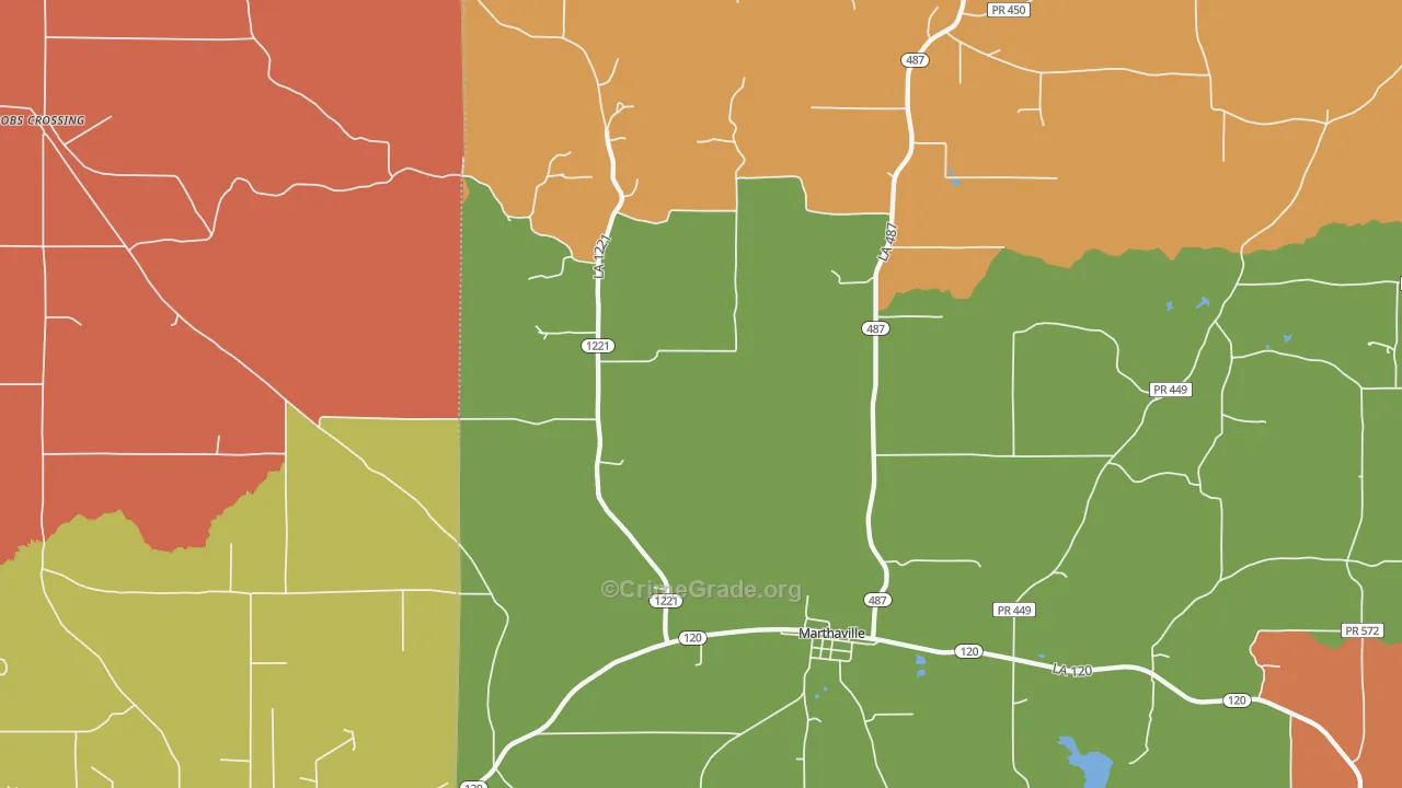Bethel, LA Map of Robbery Rates
