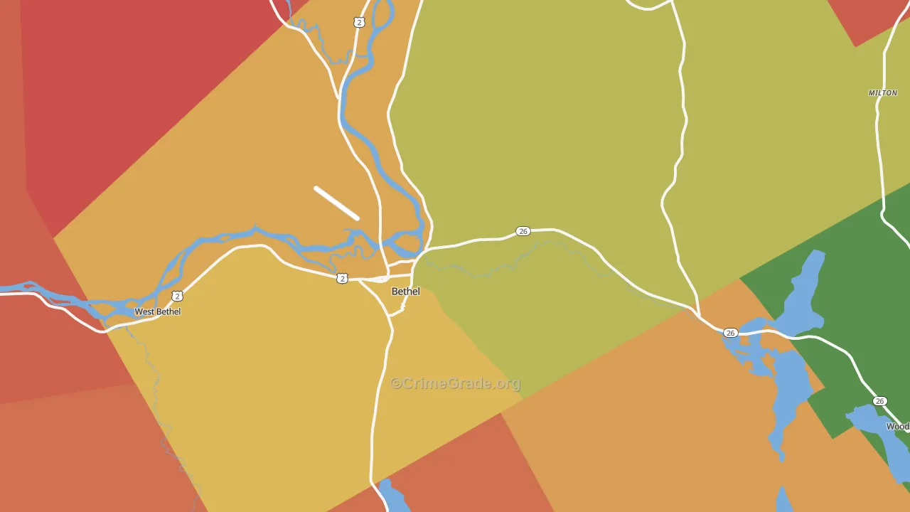 Bethel, ME Map of Robbery Rates