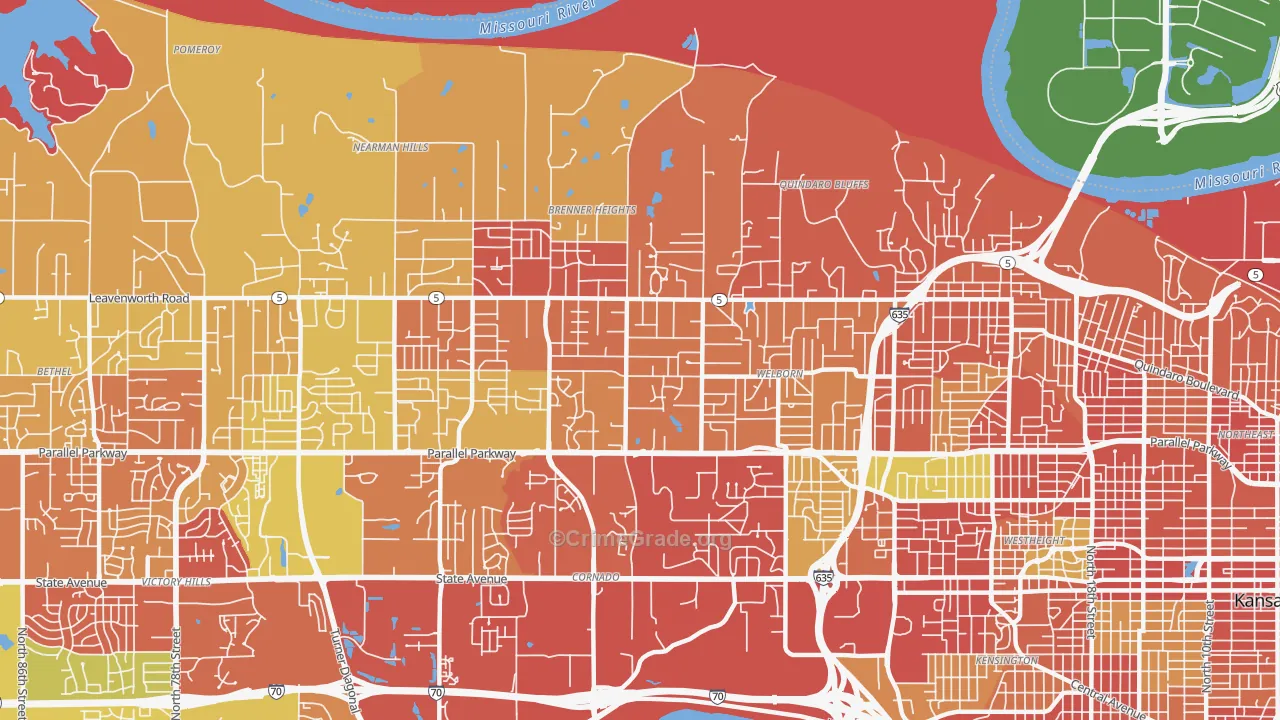 Bethel Welborn, Kansas City, KS Map of Robbery Rates