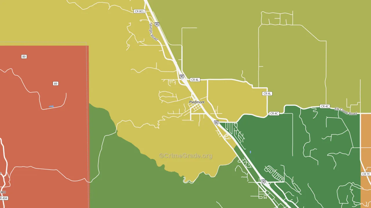 Bethlehem, SD Map of Robbery Rates