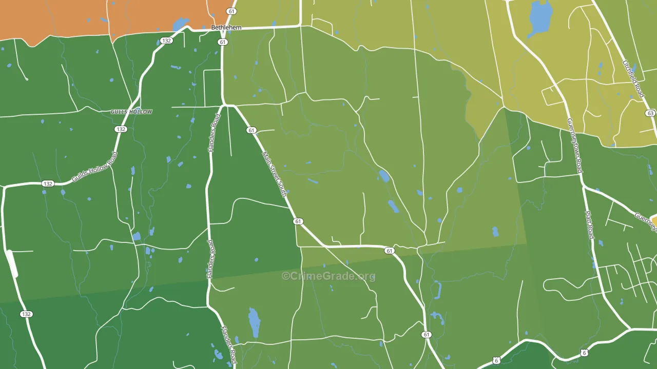 Bethlehem Village, CT Map of Robbery Rates