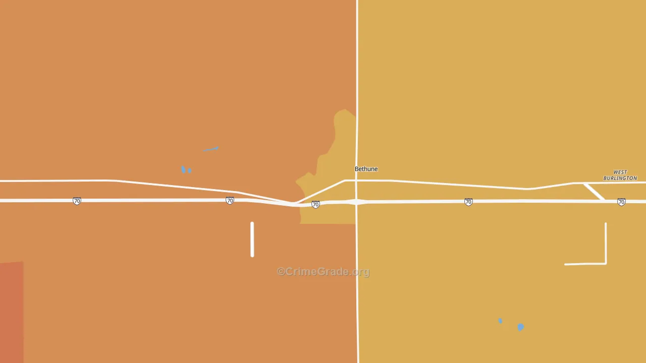 Bethune, CO Map of Robbery Rates