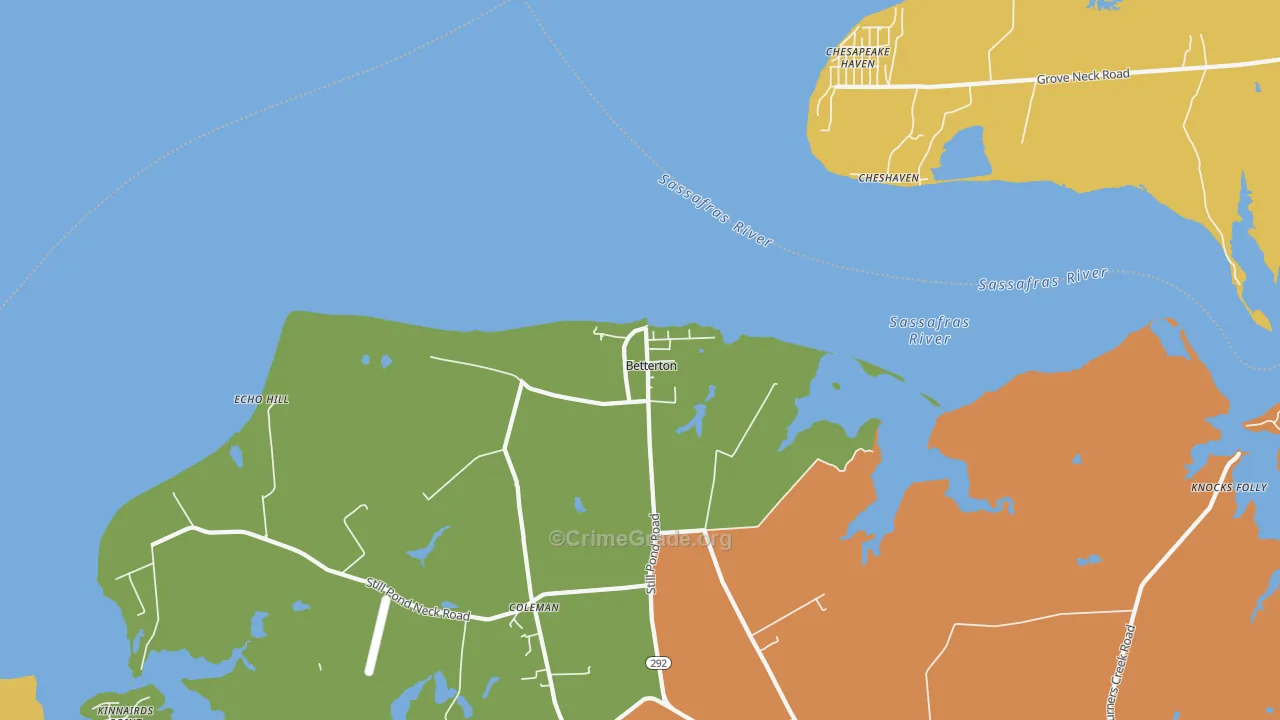 Betterton, MD Map of Robbery Rates