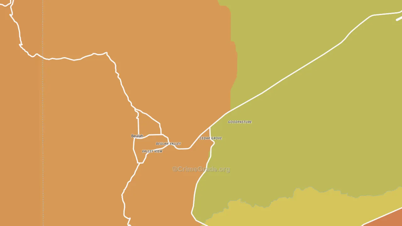 Beulah, CO Map of Robbery Rates