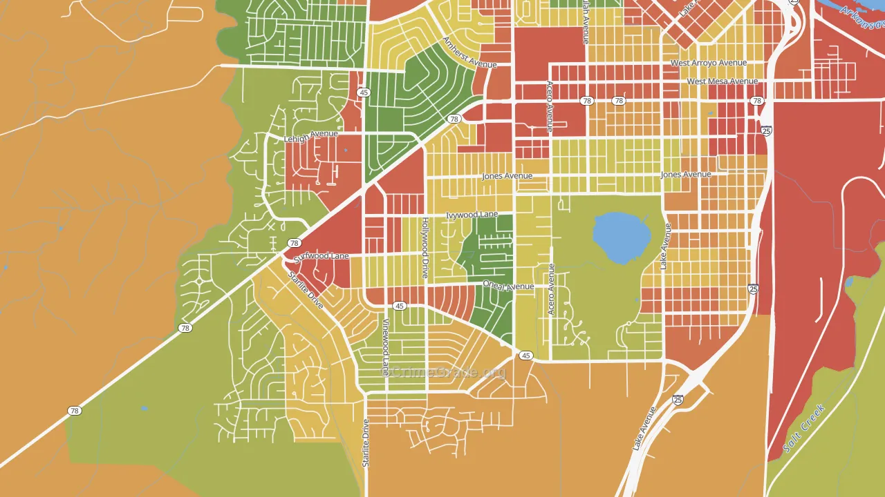 Beulah Heights, Pueblo, CO Map of Robbery Rates