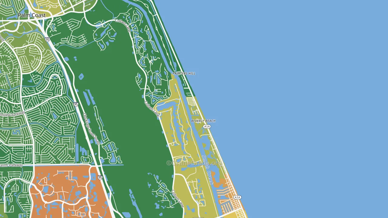 Beverly Beach, FL Map of Robbery Rates