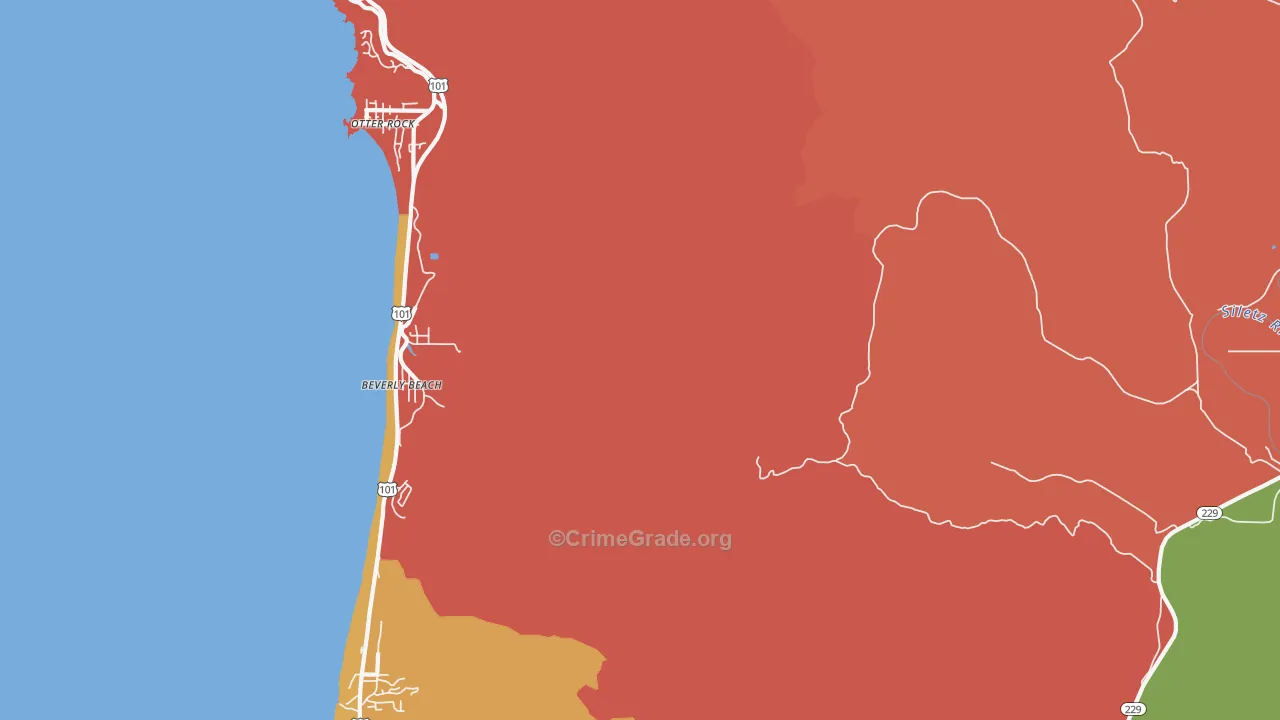 Beverly Beach, OR Map of Robbery Rates