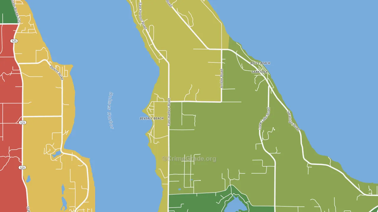 Beverly Beach, WA Map of Robbery Rates