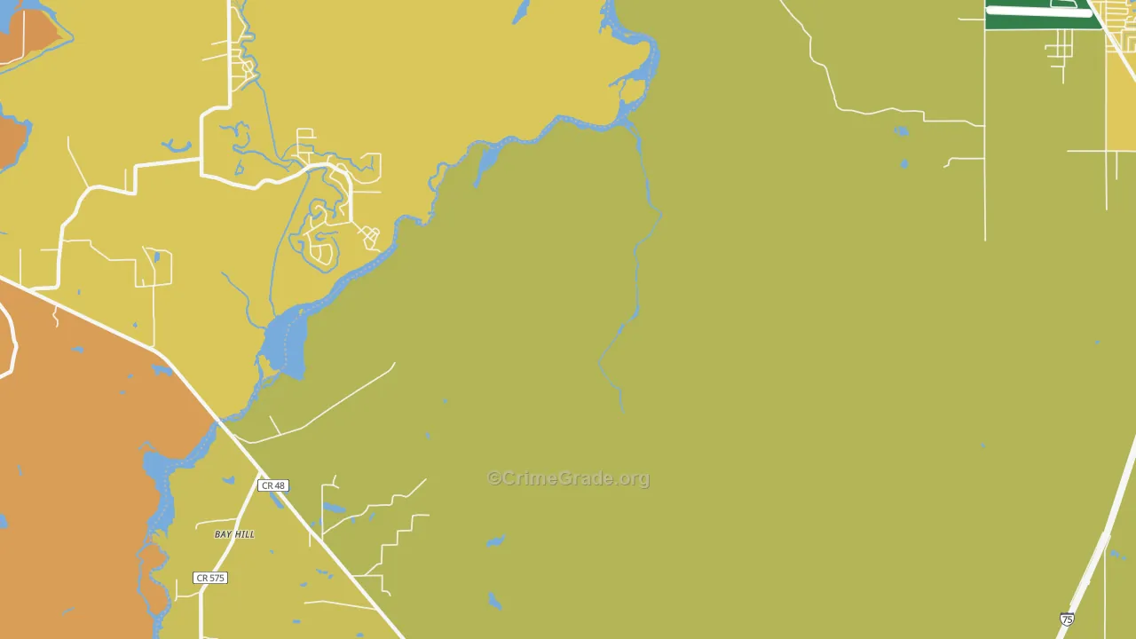Bevilles Corner, FL Map of Robbery Rates