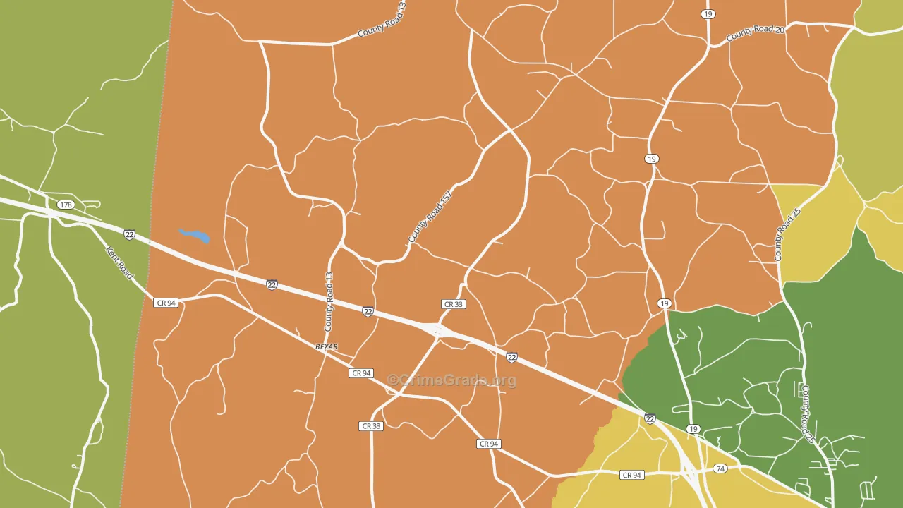 Bexar, AL Map of Robbery Rates