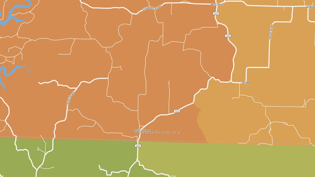 Bexar, AR Map of Robbery Rates