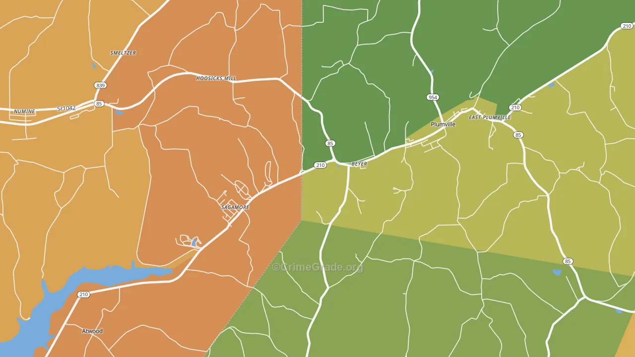 Beyer, PA Map of Robbery Rates
