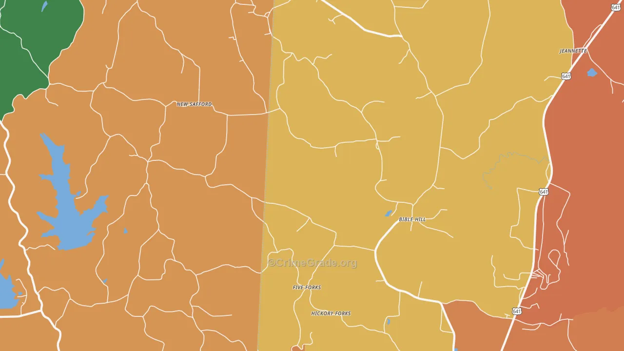 Bible Hill, TN Map of Robbery Rates