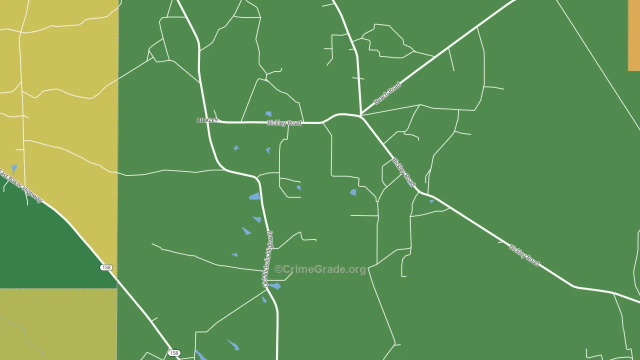 Bickley, GA Map of Robbery Rates