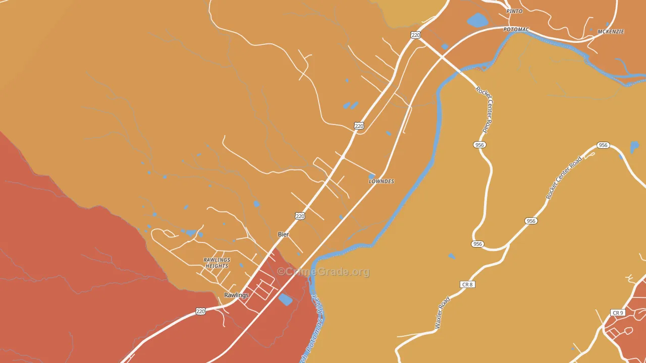 Bier, MD Map of Robbery Rates