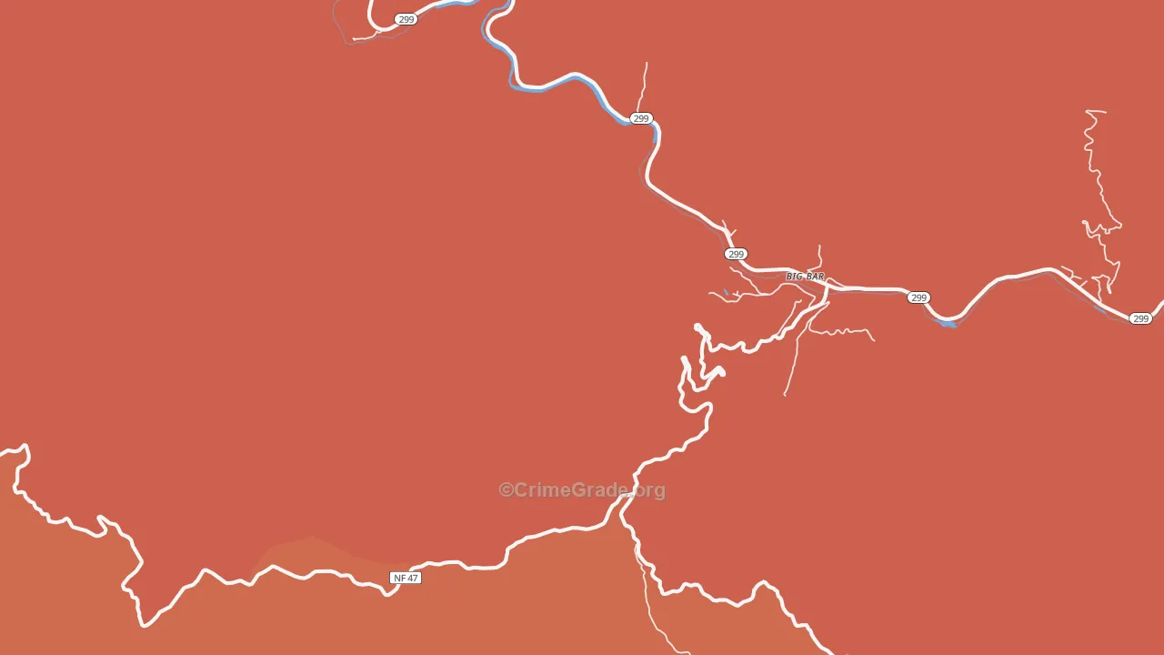 Big Bar, CA Map of Robbery Rates