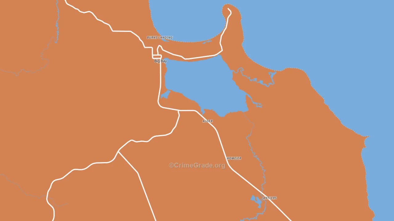 Big Bay, MI Map of Robbery Rates